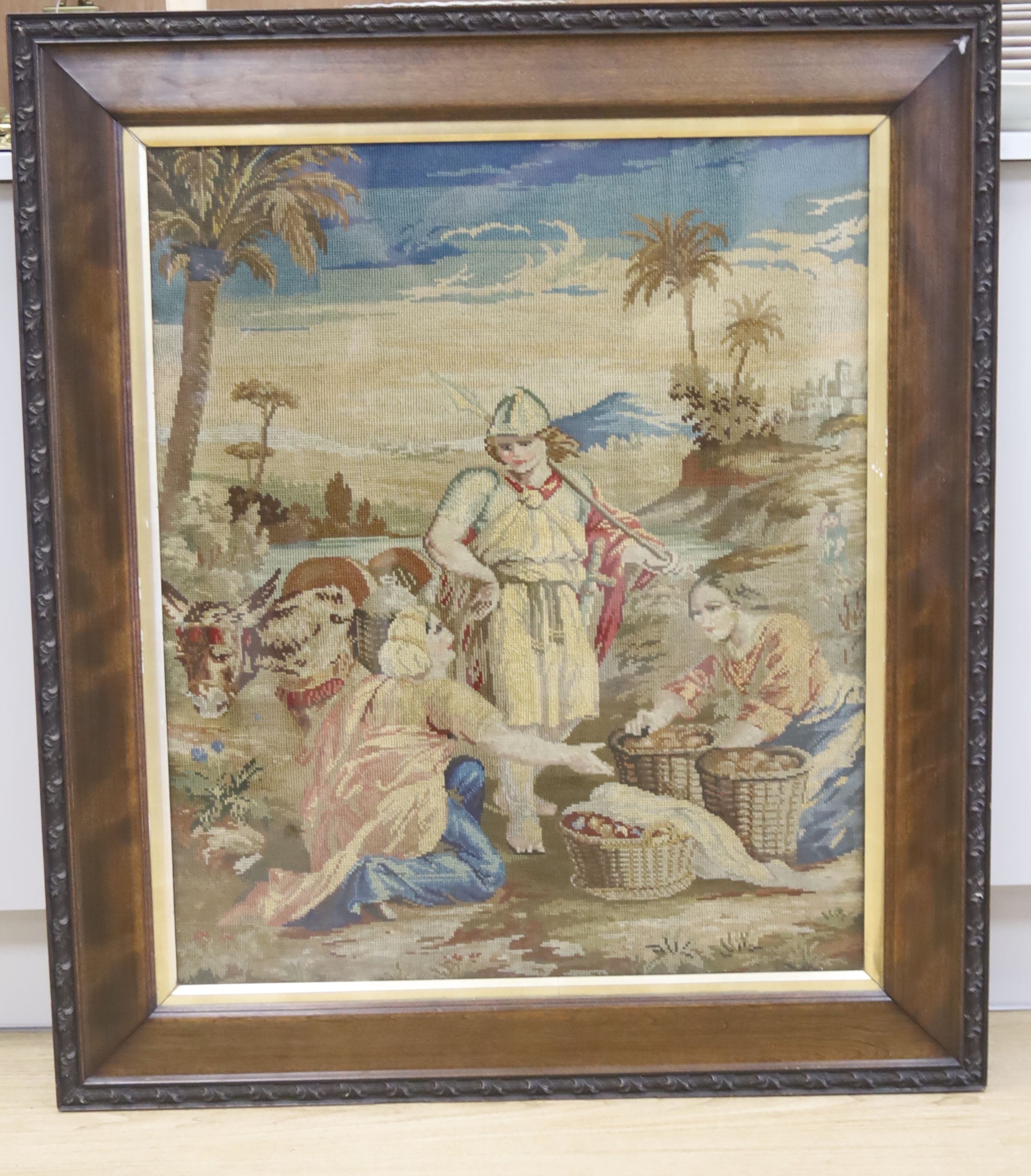 A Victorian needlepoint panel, Frame 102 x 89.5 cm